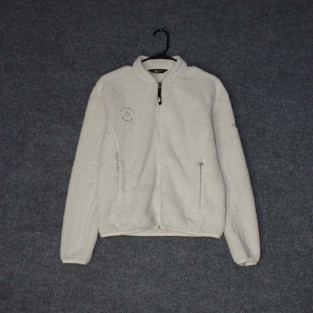 North Face Fleece Jacket Womens M White Full Zip Sherpa‎ Lightweight Foundation